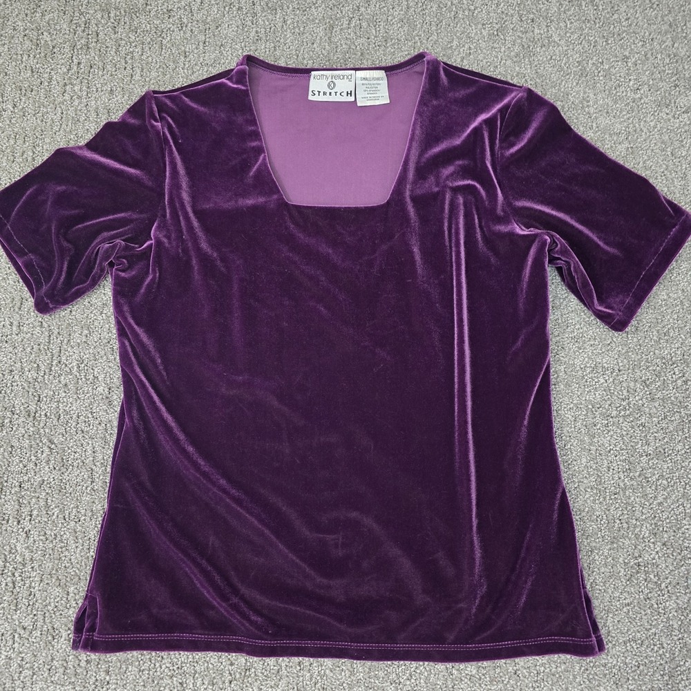 VTG 90s Kathy Ireland Purple Velvet Top S Whimsigoth Goth Grunge‎